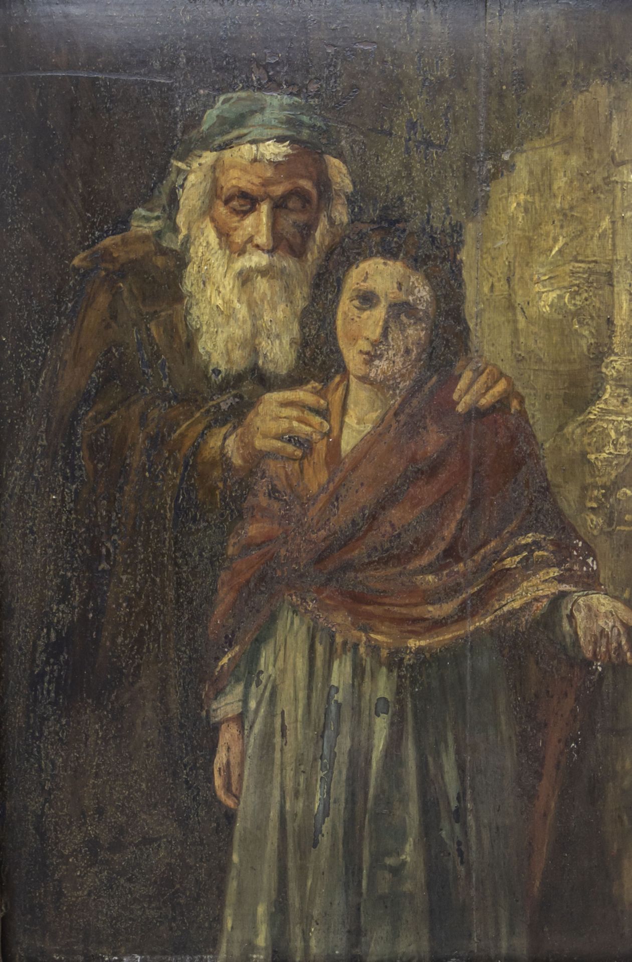 Unbekannter Maler des 19./20. Jh., 'Alter Mann mit Mädchen' / 'An old man with a girl'