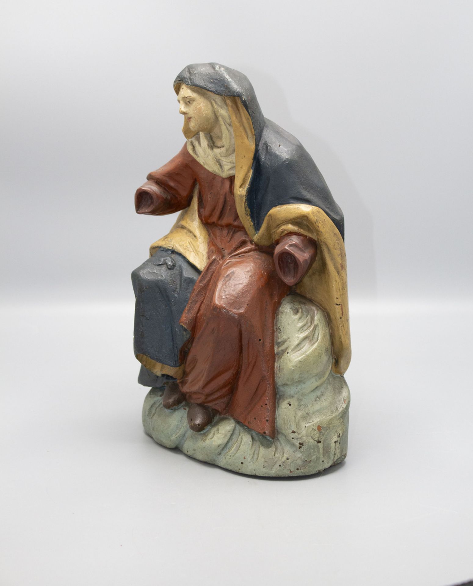 Holzskulptur einer sitzenden Madonna / A wooden sculpture of a sitting mother Mary, 18./ 19. Jh. - Image 2 of 5