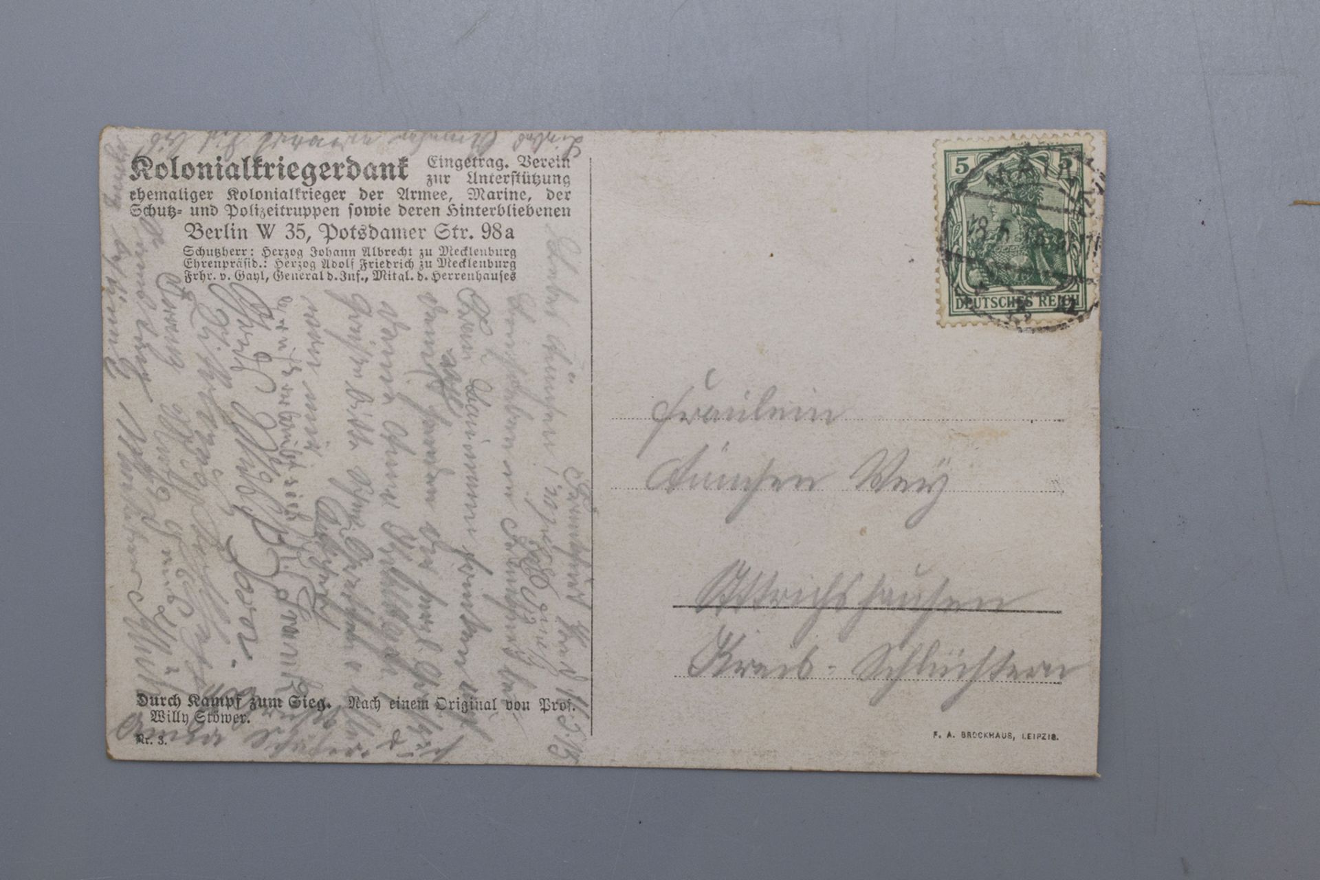 Patriotischer Bilderrahmen mit Postkarte / A patriotic picture frame, WW1 - Image 4 of 4