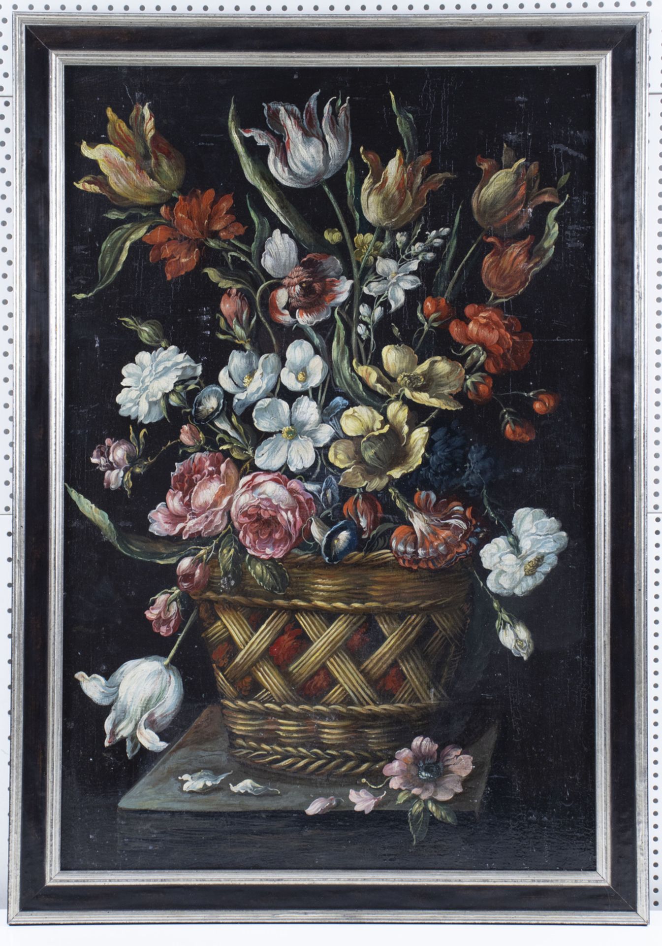 Unbekannter Künstler des 19. Jh., 'Tulpenstillleben in barocker Manier' / 'A tulip still life ... - Image 2 of 3