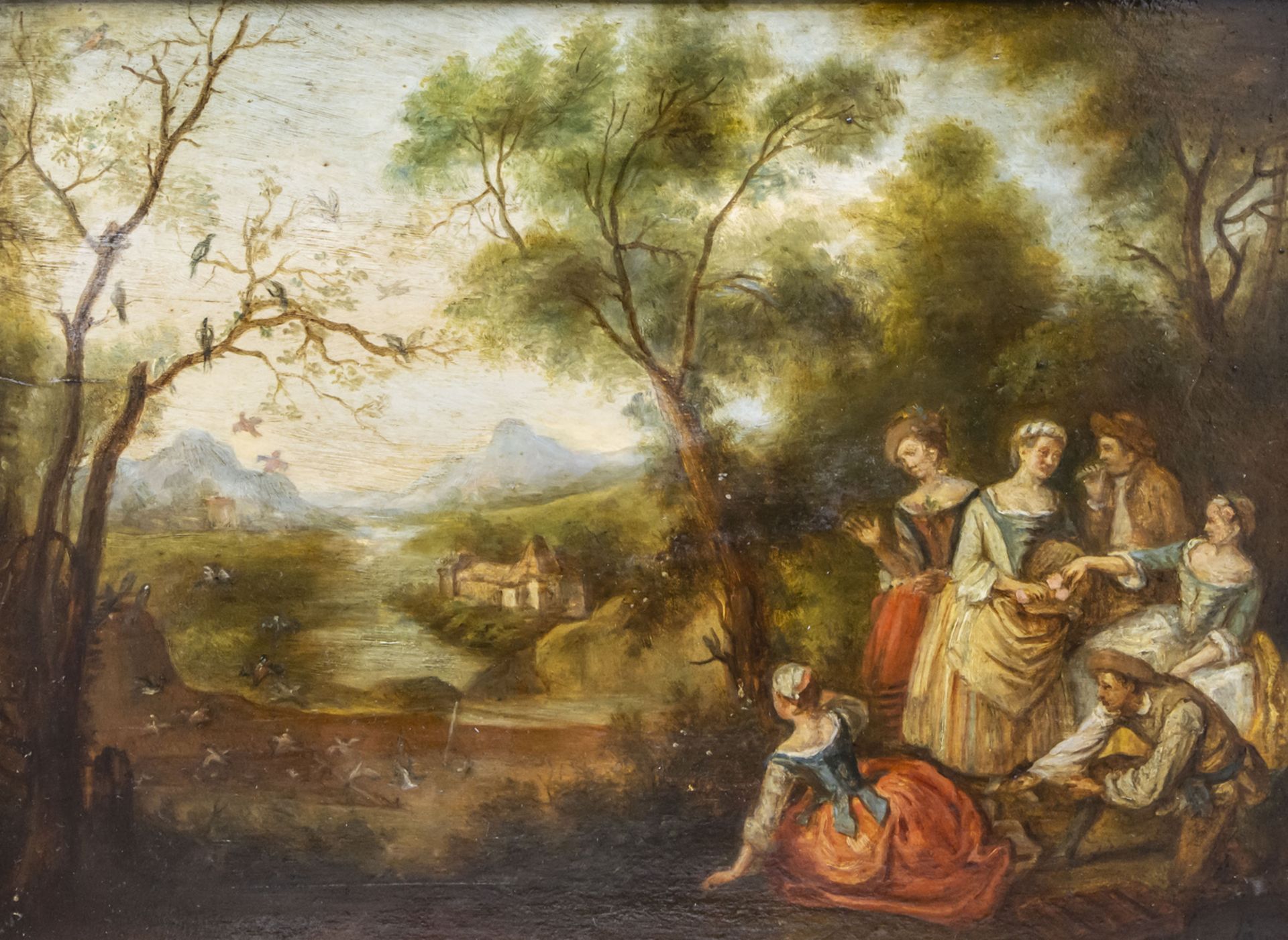 Nicolas LANCRET (1690-1743), 'Gesellschaft, Vögel beobachtend' / 'A party watching birds', 1. ...
