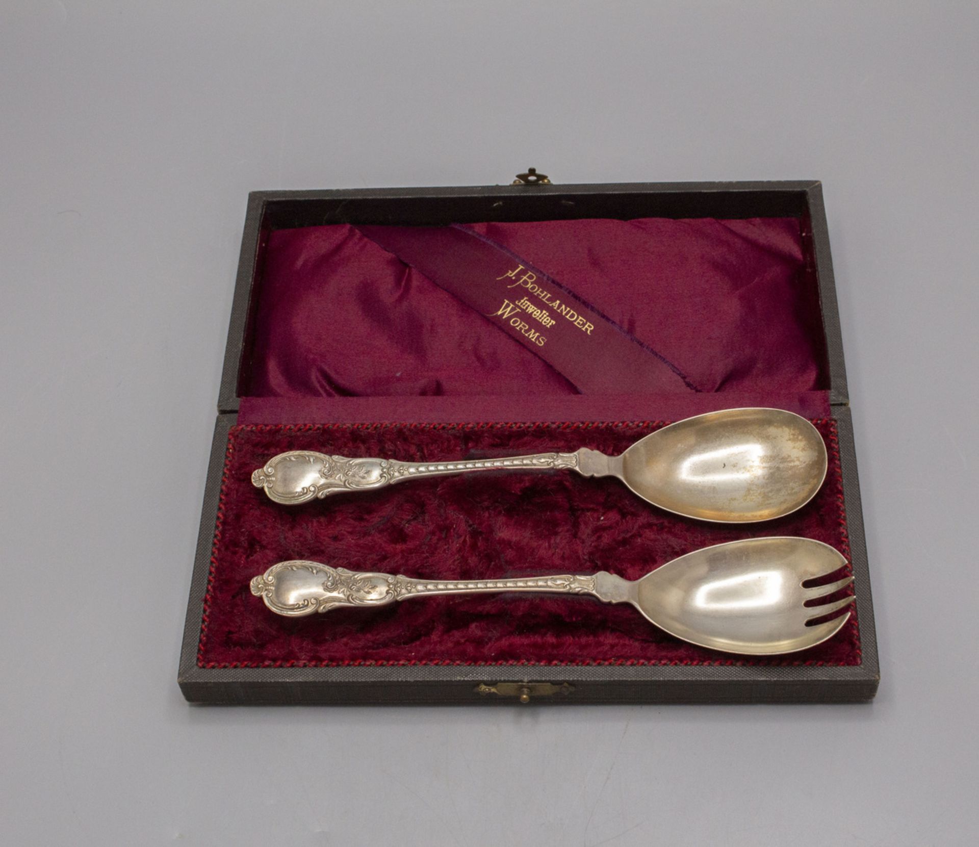 2 Vorlegelöffel im Etui / 2 silver serving spoons in a box, deutsch - Image 2 of 4