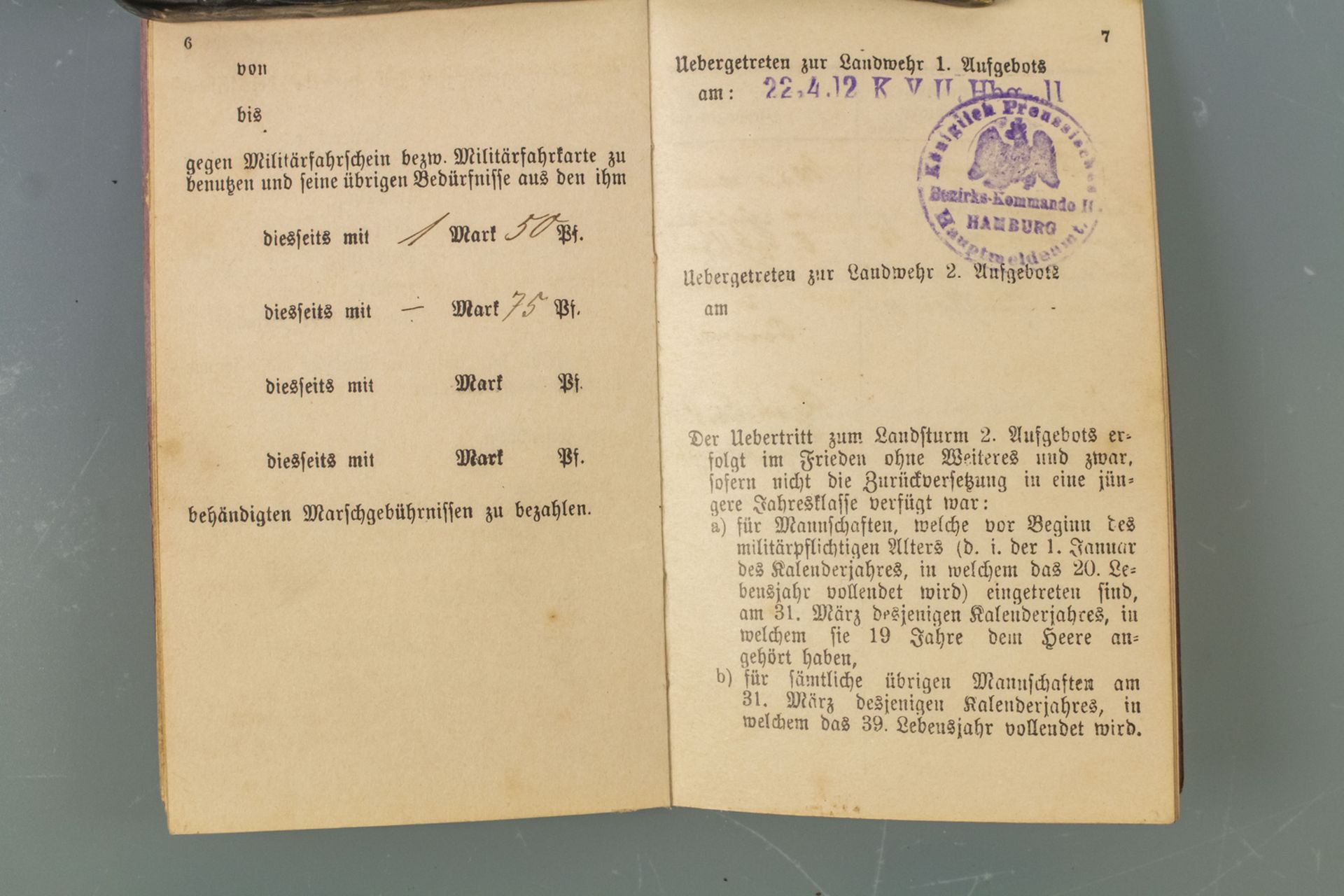 Militär-Pass / A military passport, Jahresklasse 1904 - Bild 4 aus 4