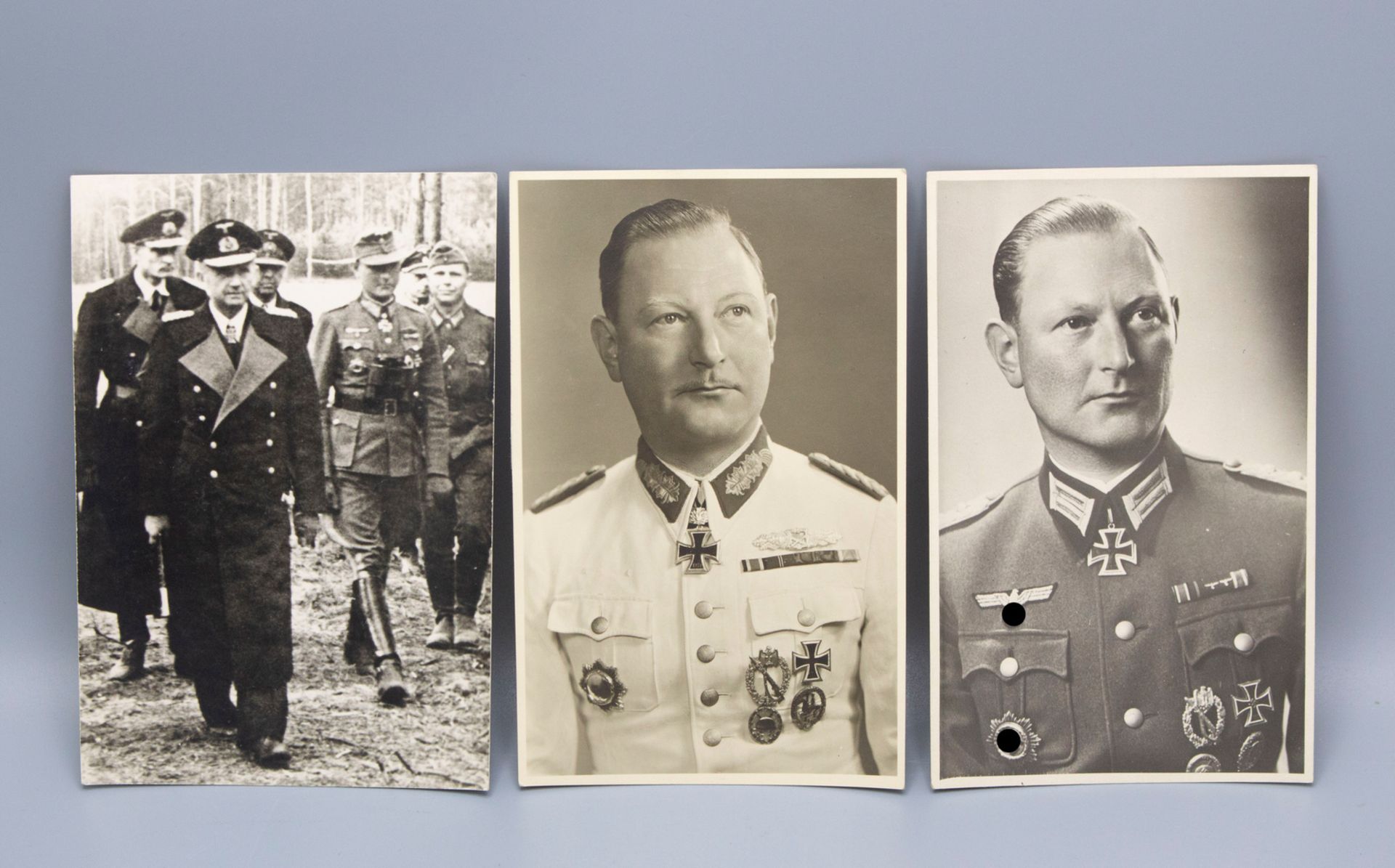 3 Postkarten hochrangige Militärführer / 3 postcards of high-ranking military leaders, 3. Reich