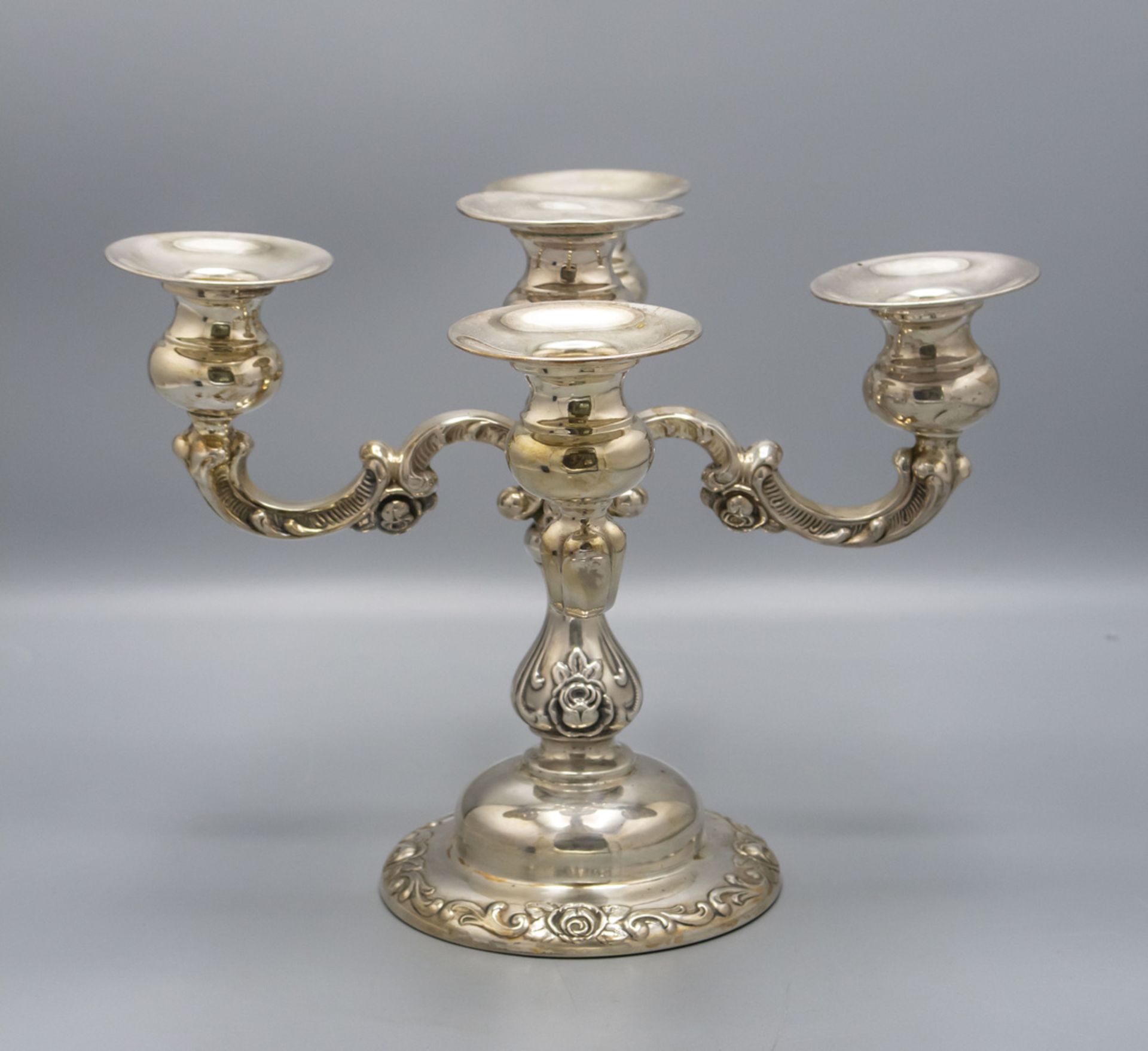 5-flammiger Tafelleuchter / A 5-branch Sterling silver candelabra, Emil Hermann, Waldstetten, ... - Image 2 of 5