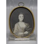 Barock Miniatur Porträt einer Adligen / A Baroque miniature portrait of a noble lady,18. Jh.