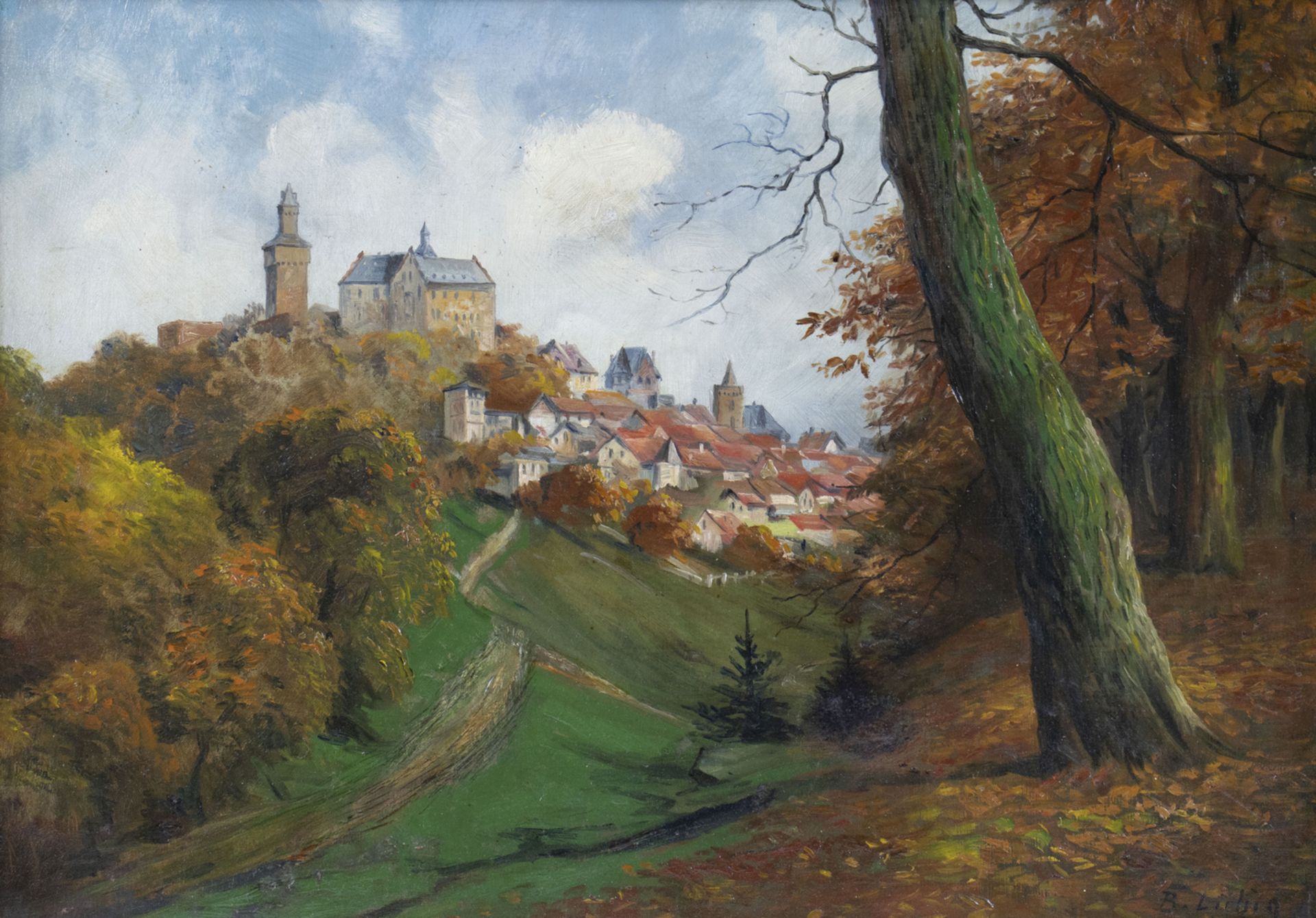 Bernhard LIEBIG (1873 Wernersdorf-1937 Frankfurt), 'Stadtansicht Kronberg' / 'A landscape view ...