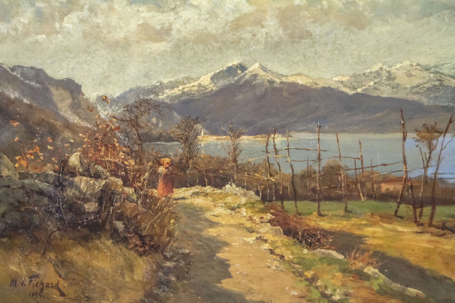 Maximilian VON FICHARD (1836-1923), 'Vorfrühjahrsbild vom Laggo Maggiore' / 'Pre-springtime ...