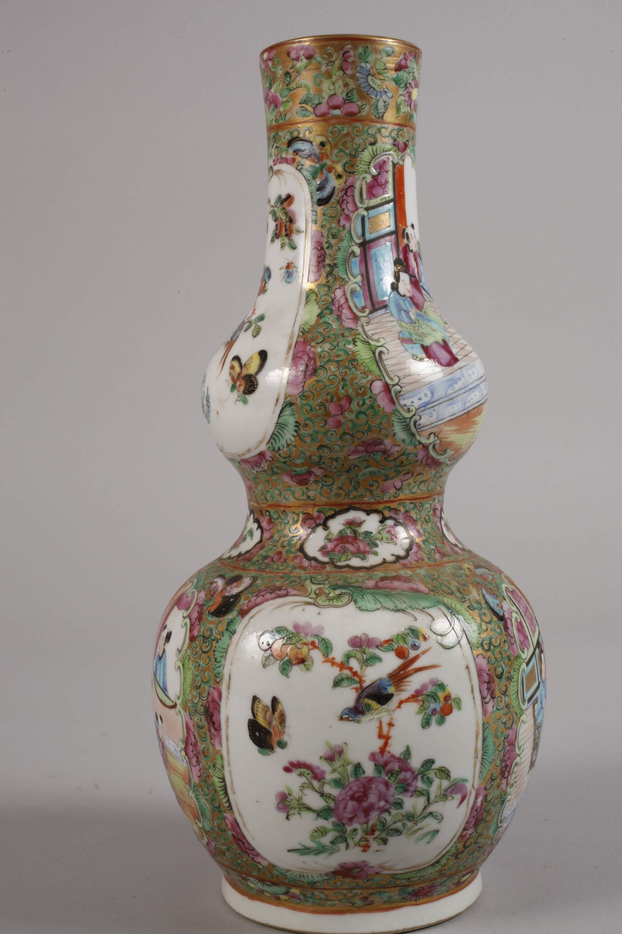 Double gourd vase Famille rose - Image 4 of 5