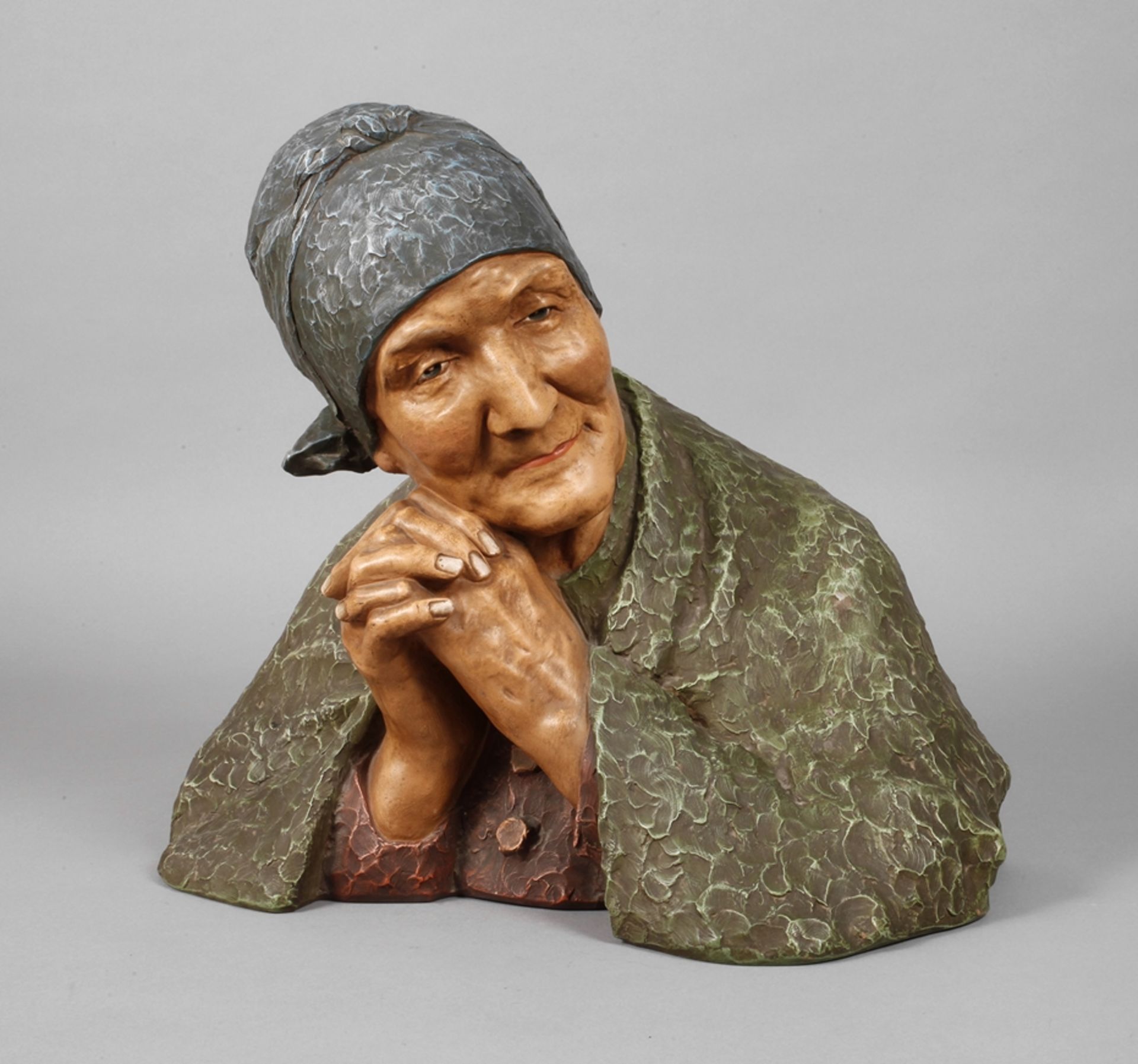 Berthe Girardet terracotta bust "The Old Woman"
