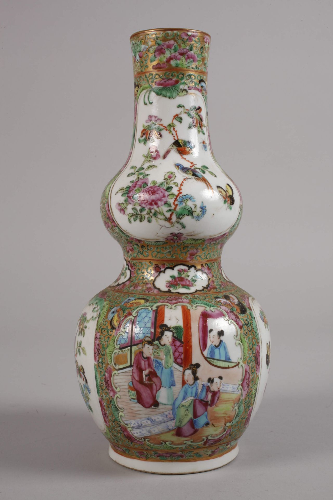 Double gourd vase Famille rose - Image 3 of 5