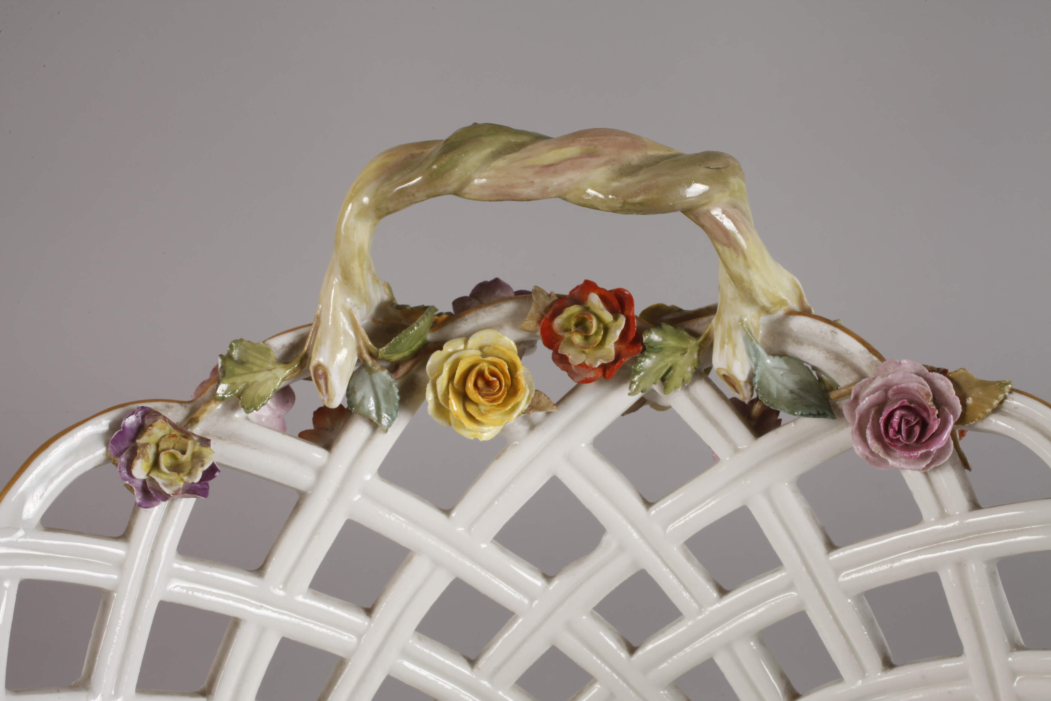 Meissen basket with handles and forget-me-not blossoms - Image 3 of 5