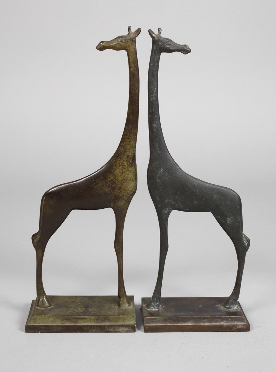 Pair of bookends as giraffes Art Deco