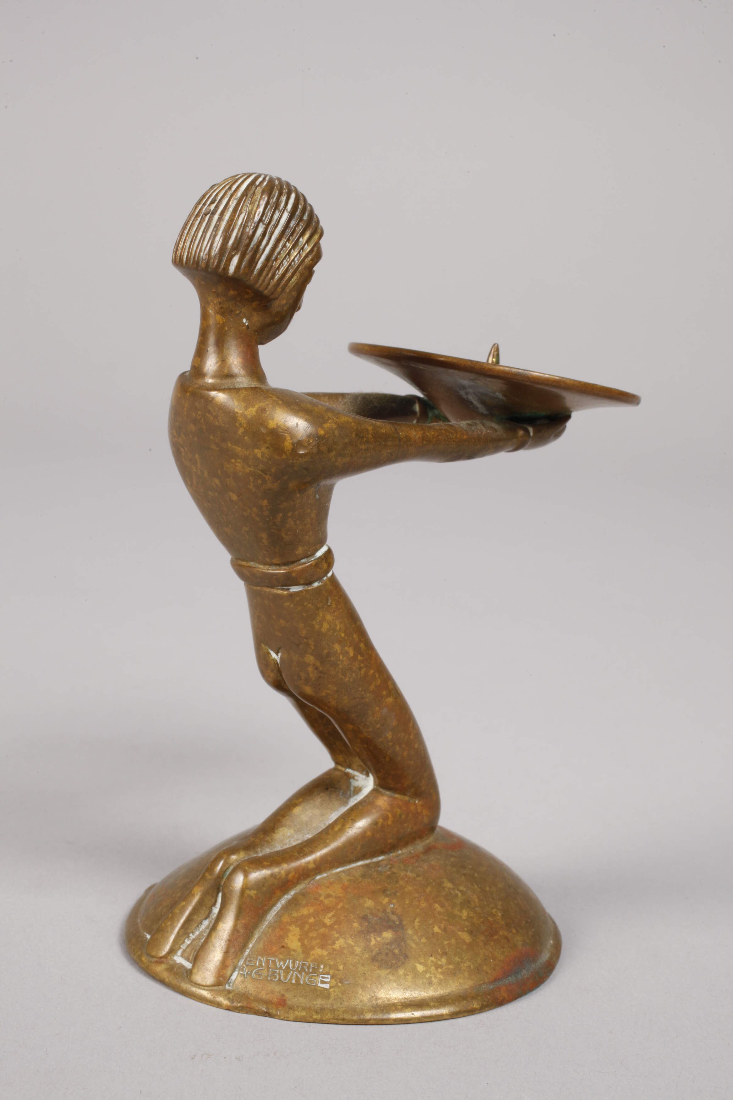 Albert Gustav Bunge figural candlestick bronze - Image 3 of 5