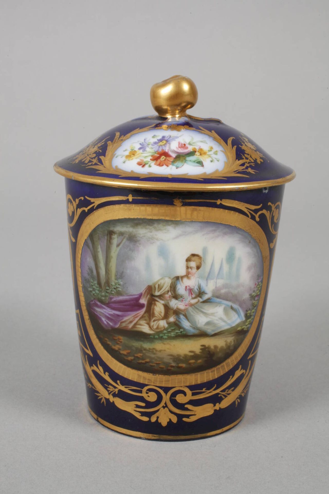 France lidded cup cotton wool scene - Image 3 of 9