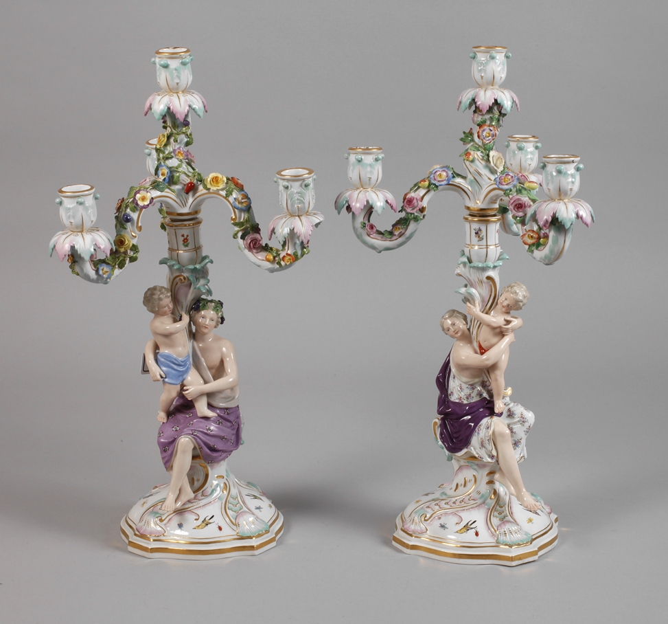 Meissen pair of magnificent "figure candlesticks"