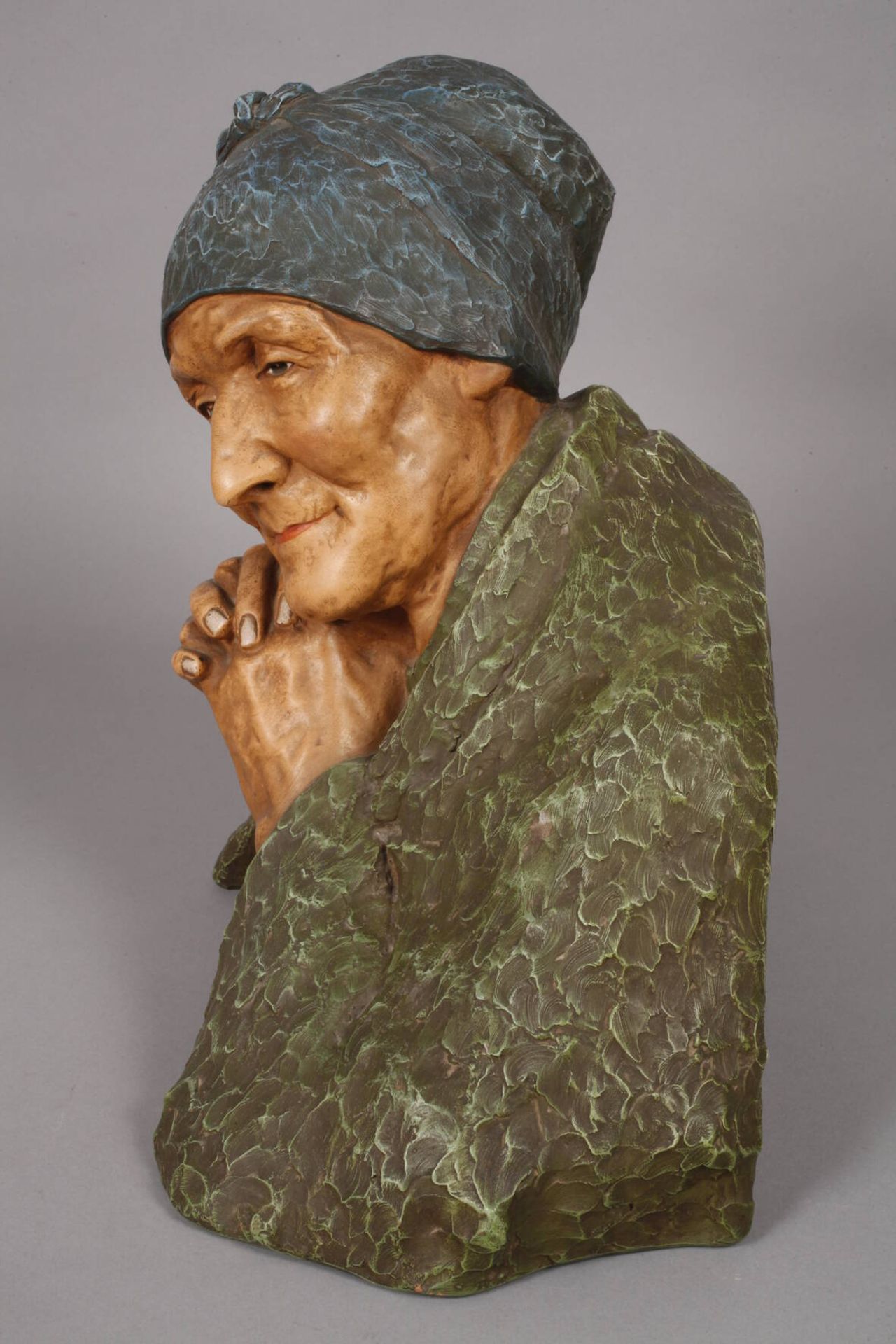 Berthe Girardet terracotta bust "The Old Woman" - Image 5 of 9