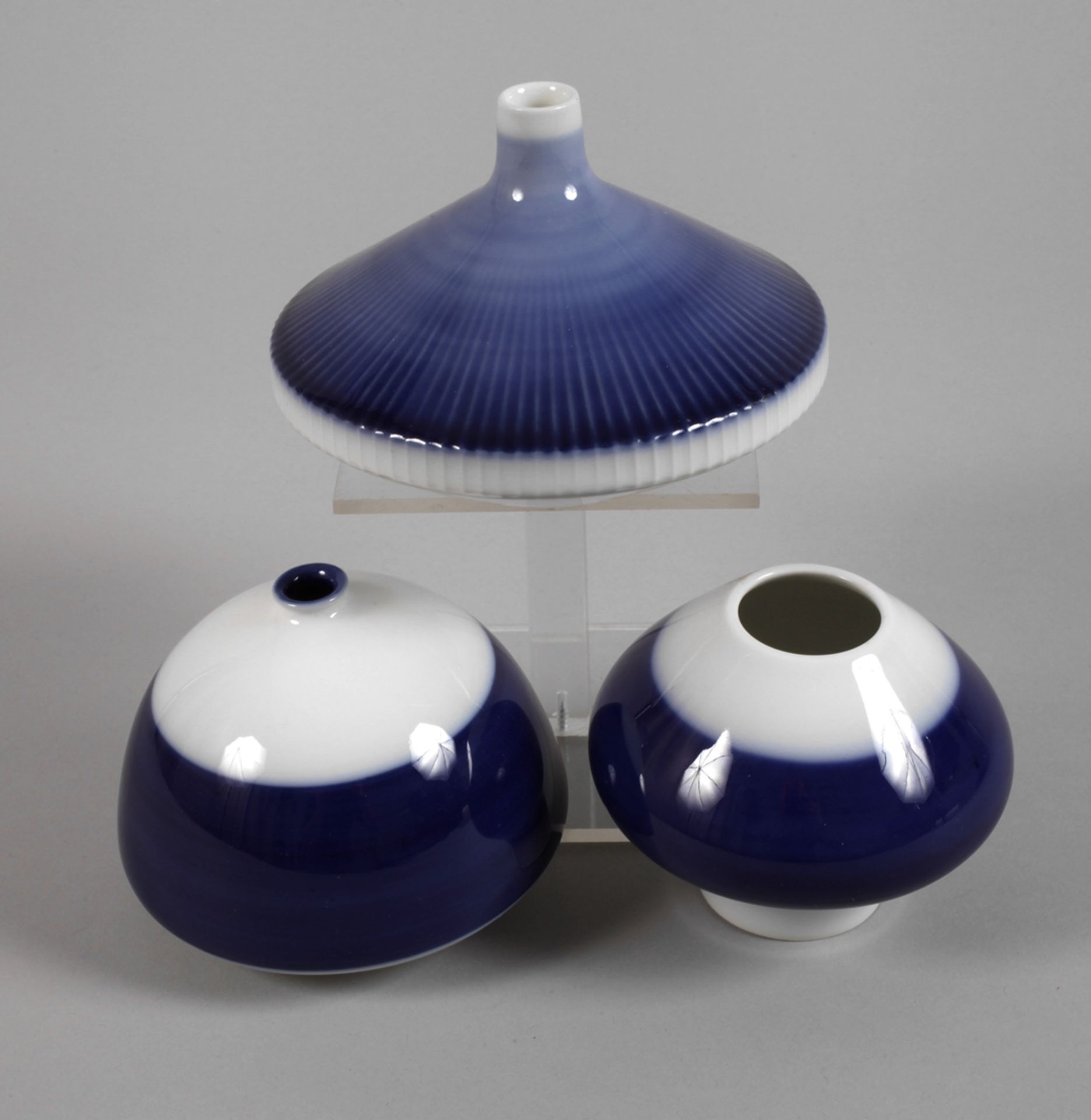 KPM Berlin three small vases