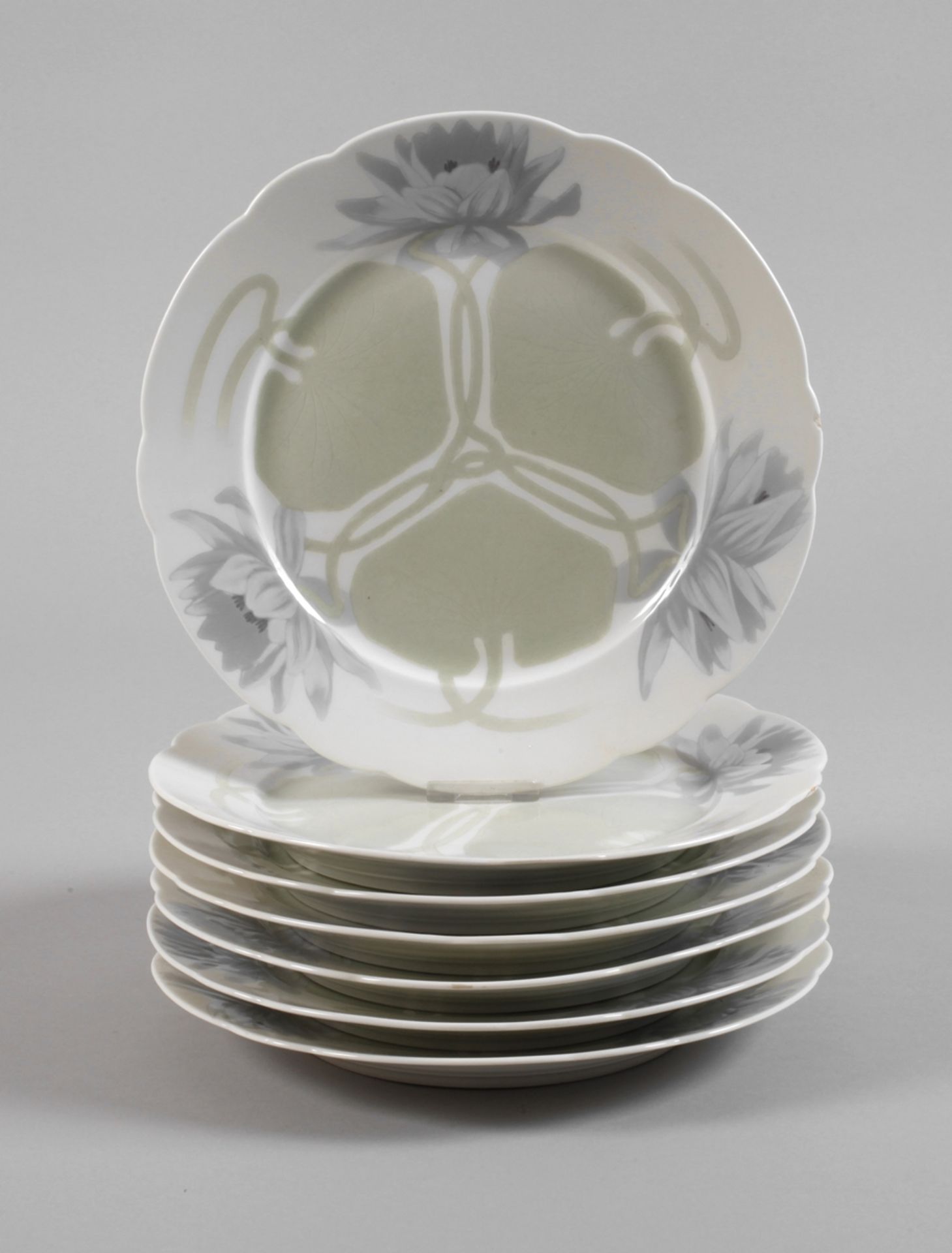 KPM Berlin seven dinner plates water lily decor