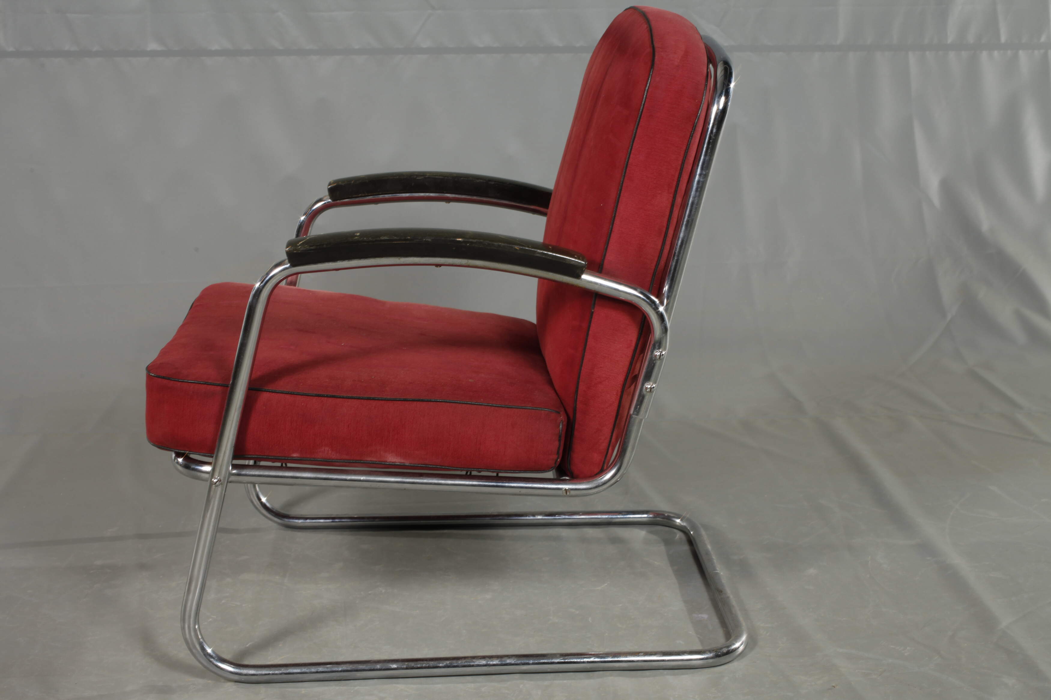 Tubular steel armchair - Image 5 of 7