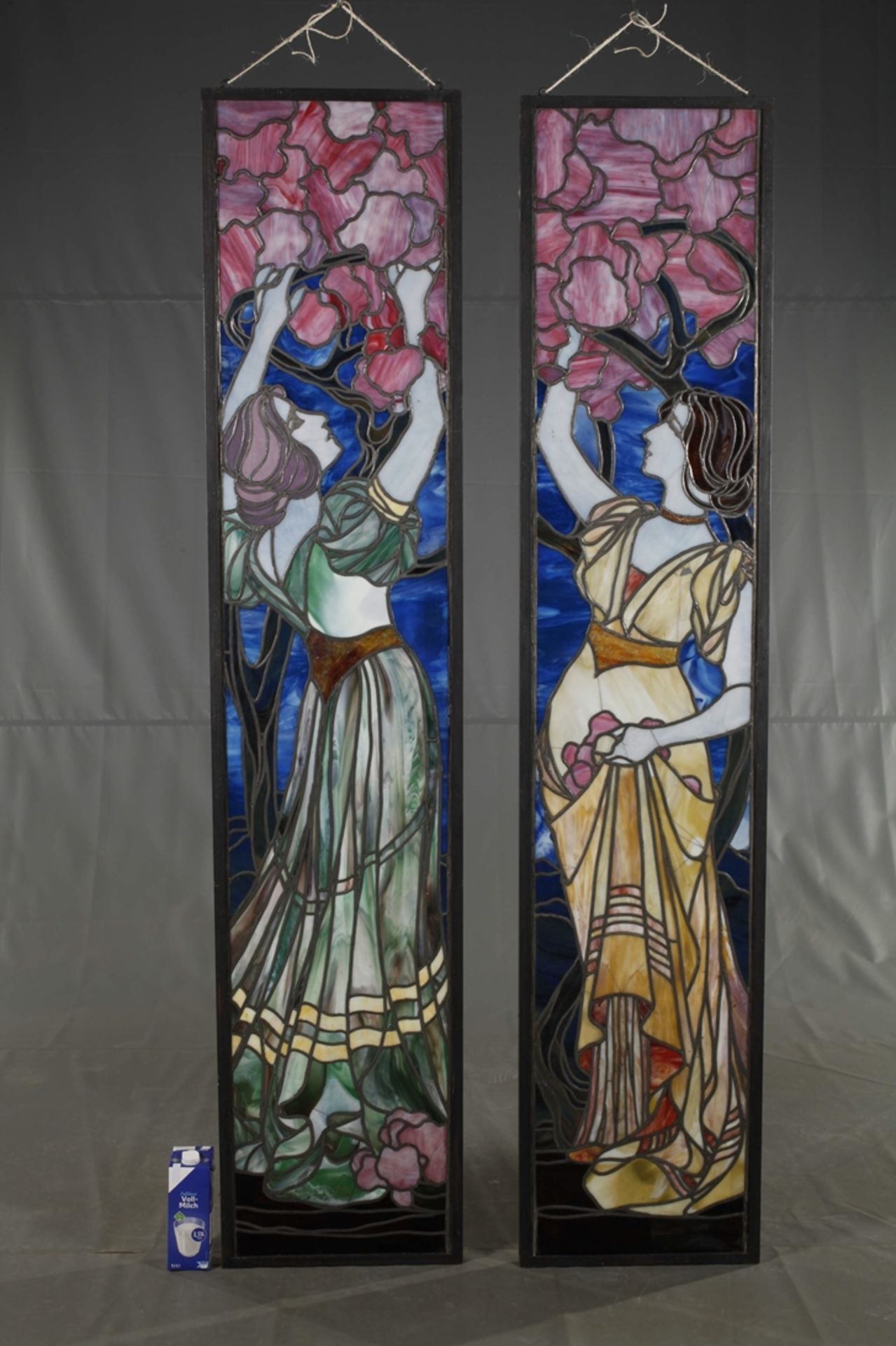 Two large leaded glass Hans Christiansen attr. - Image 2 of 7