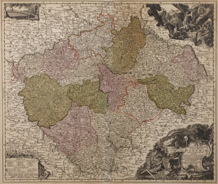 Tobias Konrad Lotter, copper engraved map of Bohemia