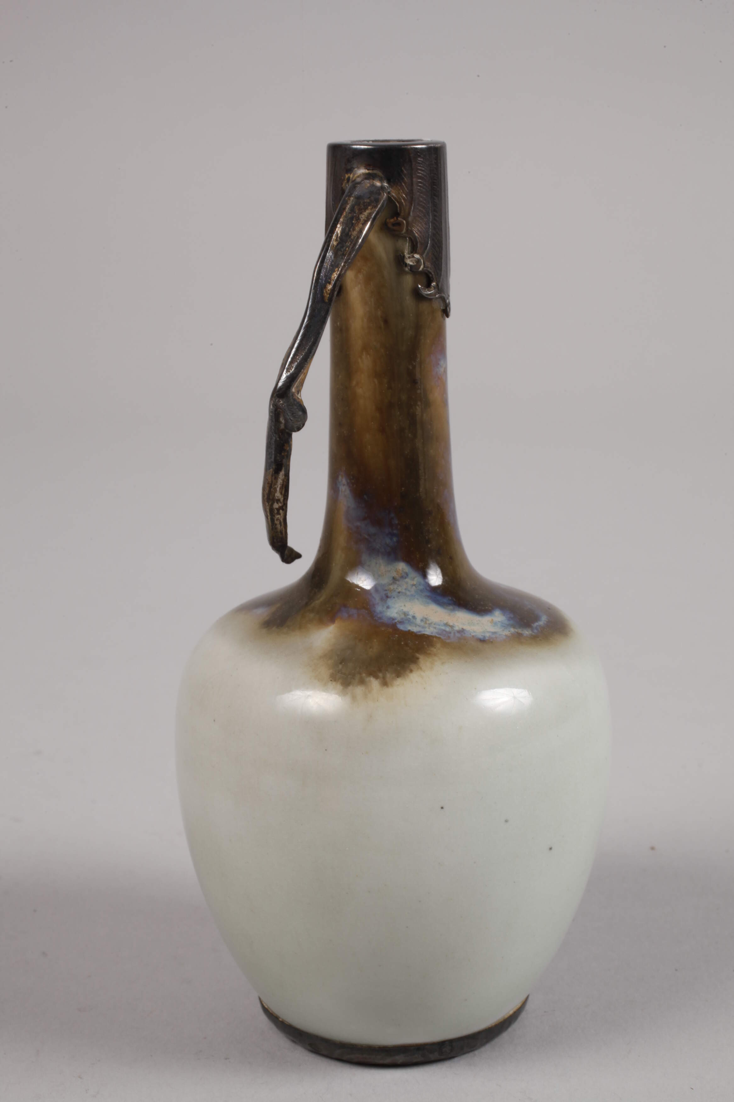 Edmond Lachenal silver mounted barrel glaze vase - Image 2 of 3