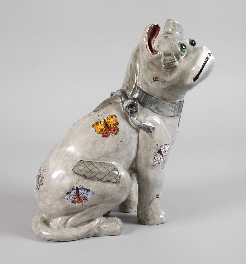 Émile Gallé large dog figurine