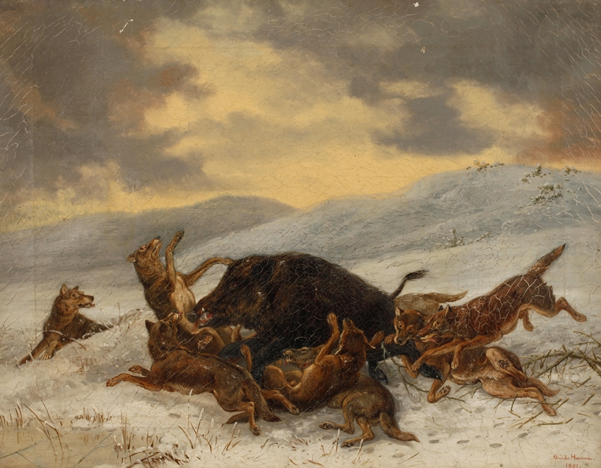 Guido Hammer, Pack of Wolves with Wild Boar
