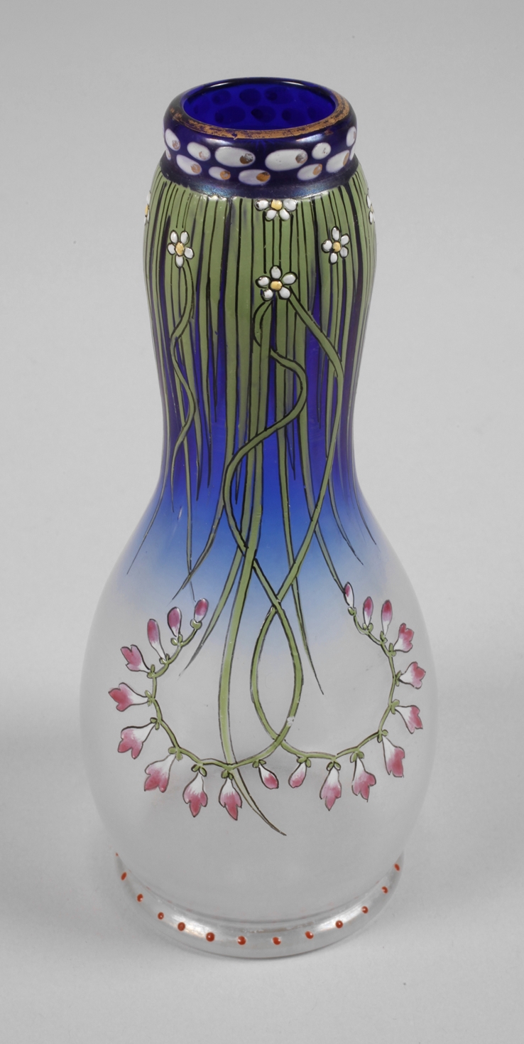 Fritz Heckert vase enamel painting