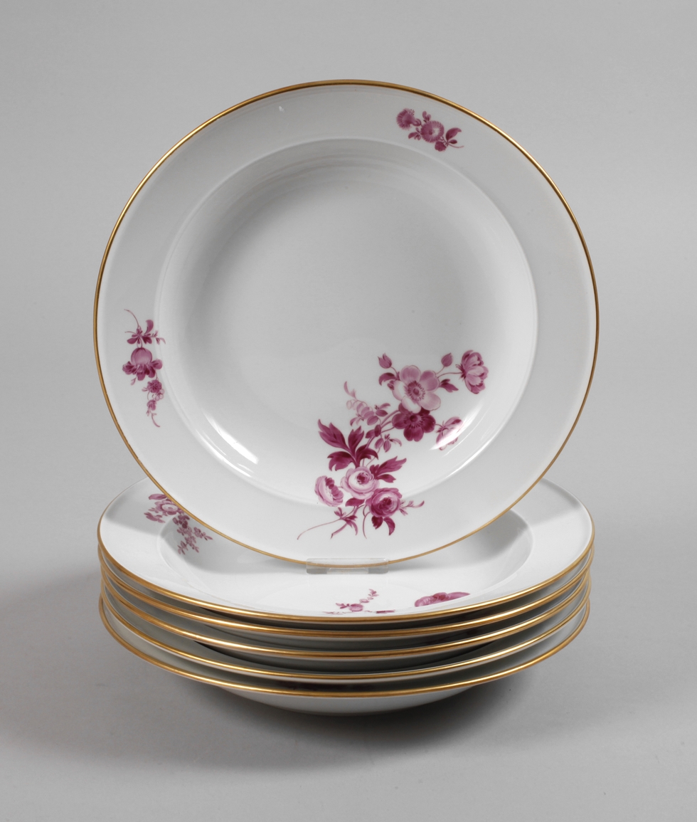 Meissen six soup plates "Blumen 3 schräg"