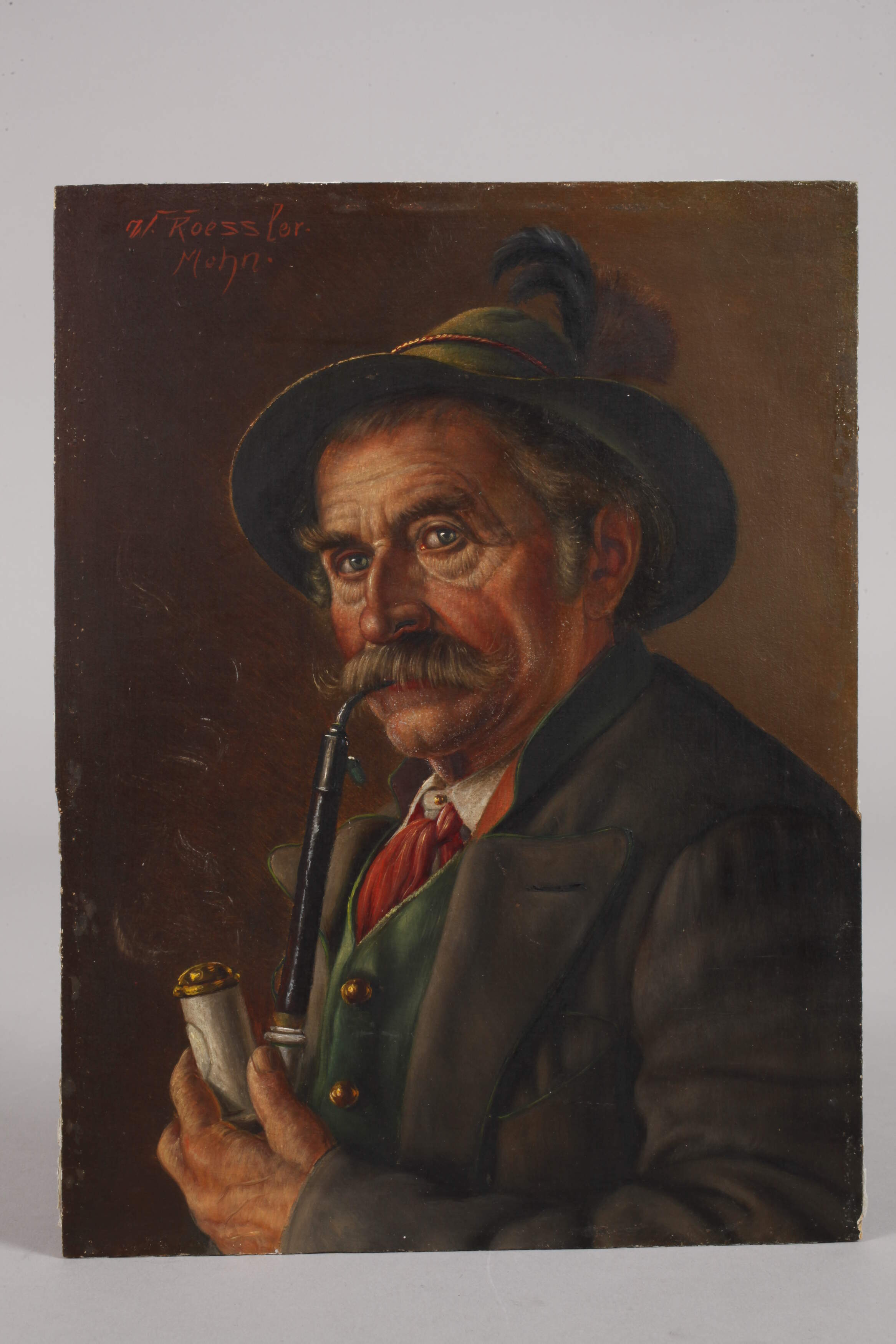 Walter Roessler, Portrait of an Old Man with Pipe - Image 2 of 4