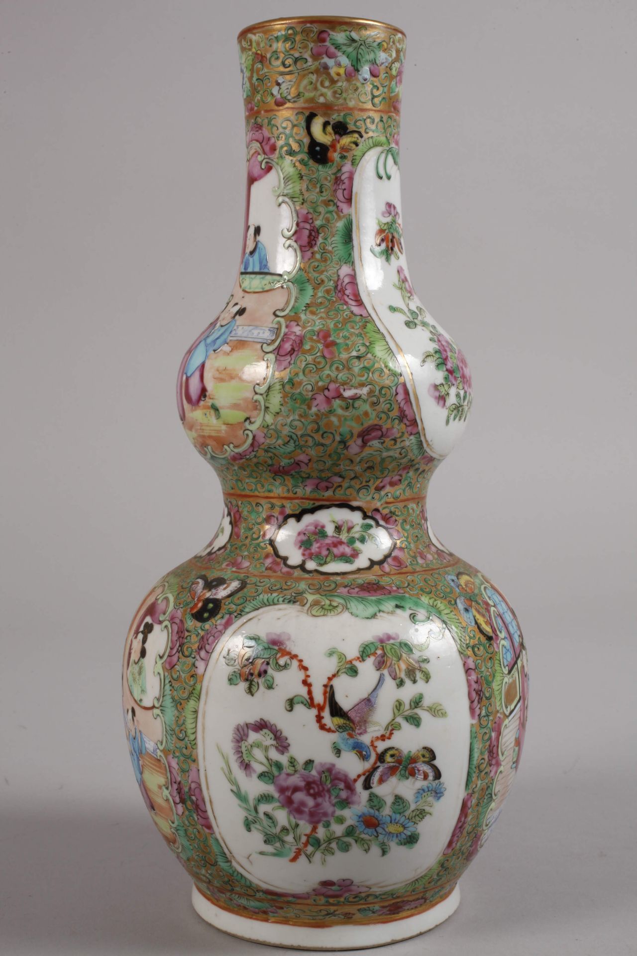 Double gourd vase Famille rose - Image 2 of 5
