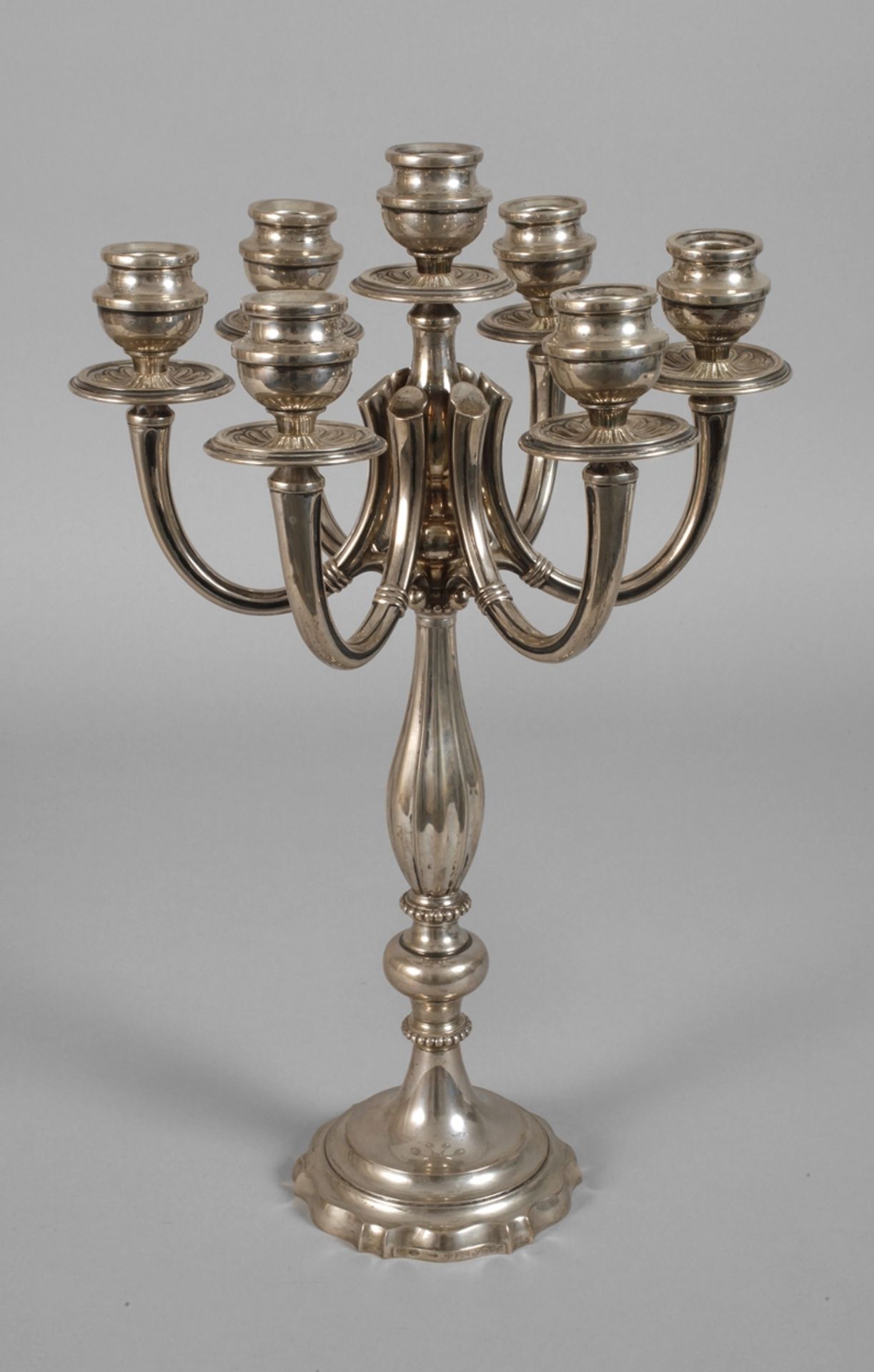 Silver large seven-flame candelabra