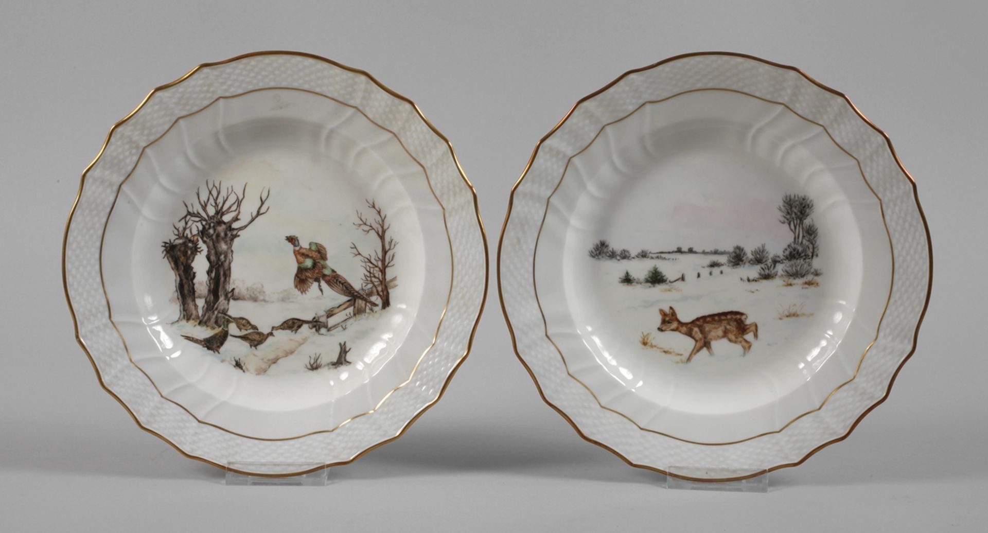 Copenhagen Pair of Fauna Danica style dinner plates