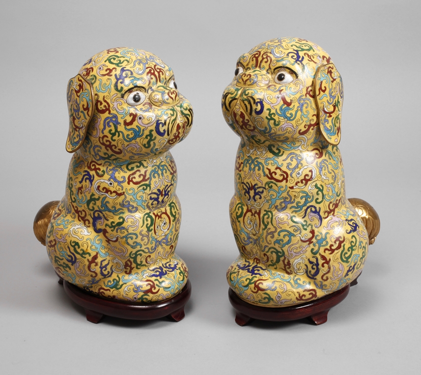 Pair of guardian lions cloisonné