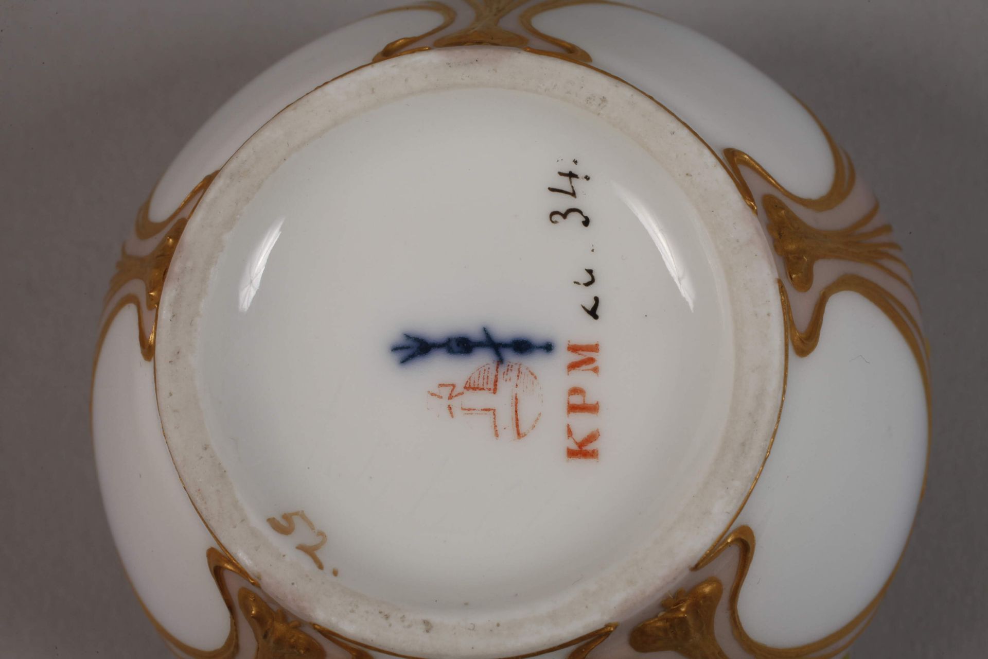 KPM Berlin small ornamental vase enamel decor - Image 3 of 3