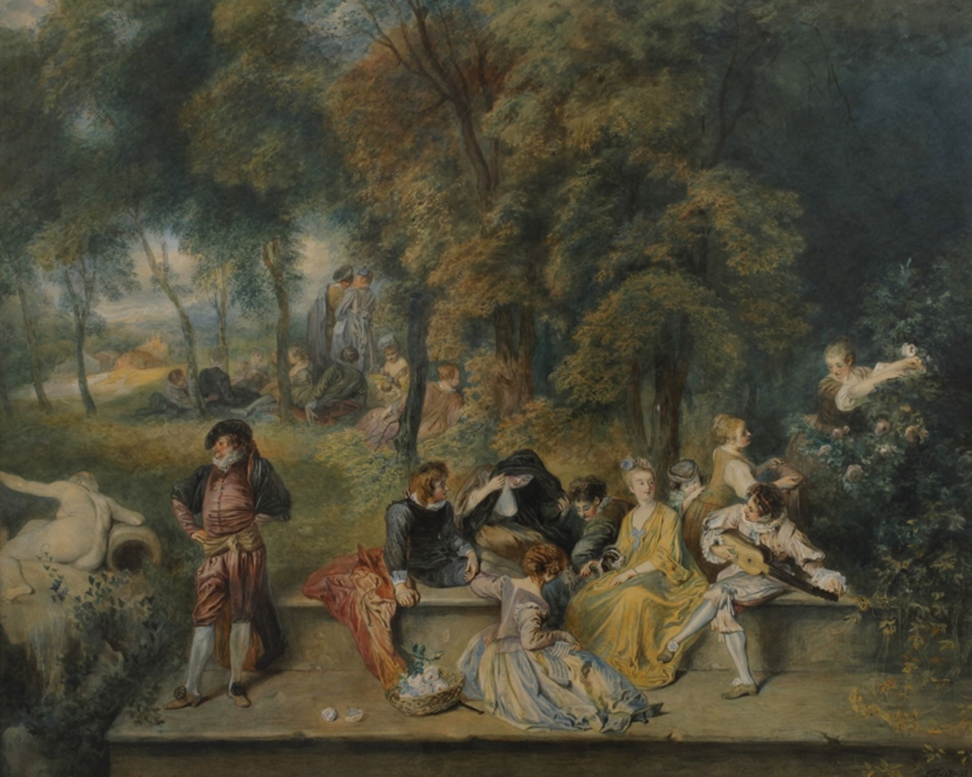 nach Antoine Watteau, Gesellige Unterhaltung