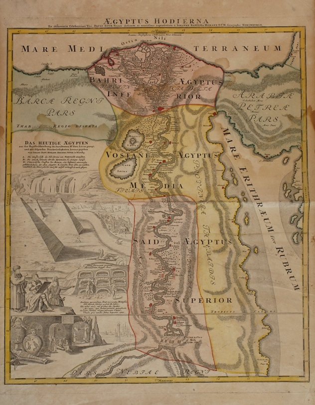 Johann Baptist Homann, copper engraved map of Egypt