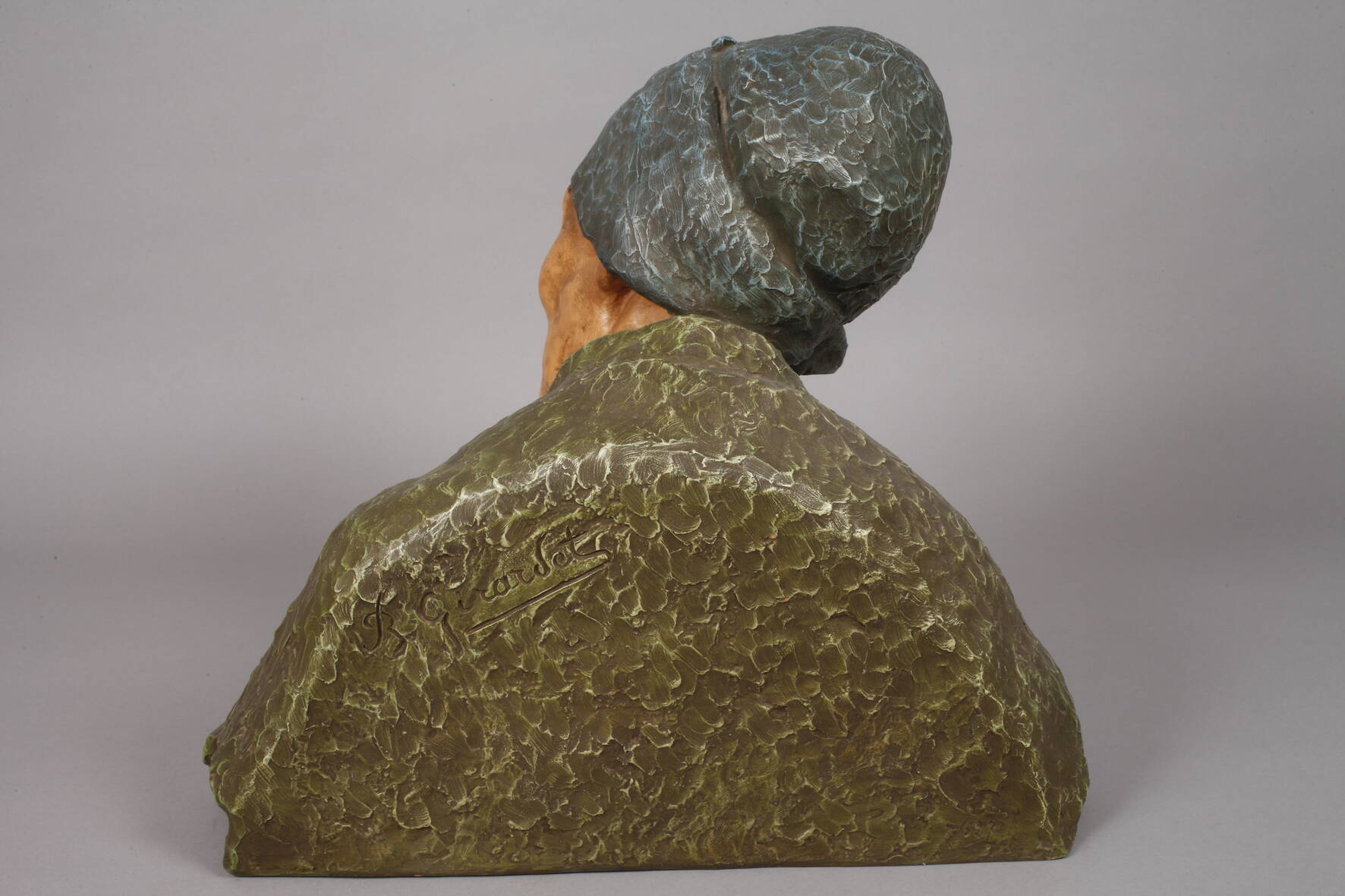 Berthe Girardet terracotta bust "The Old Woman" - Image 4 of 9