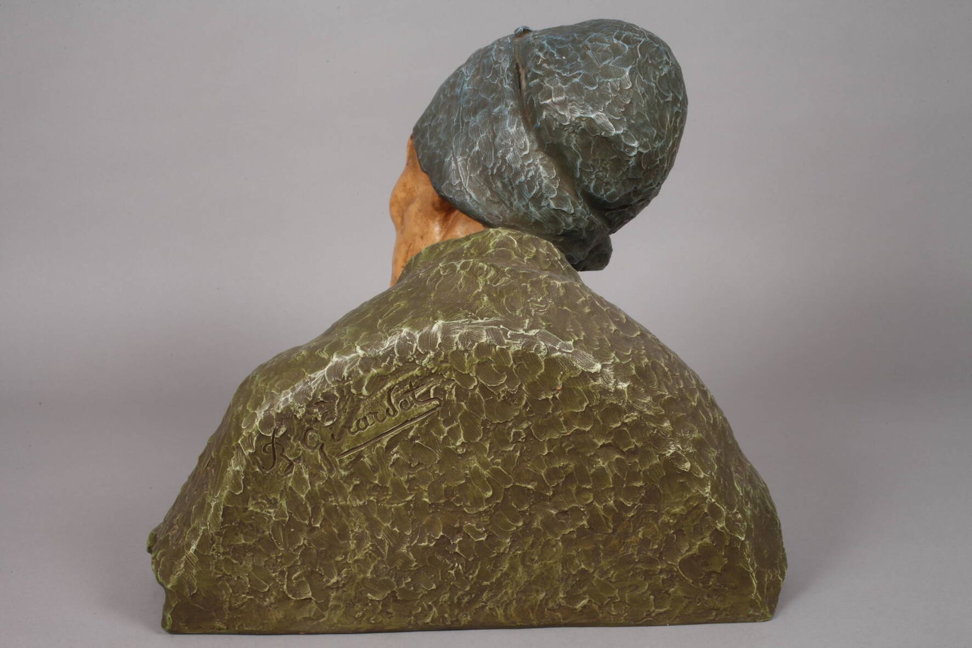 Berthe Girardet terracotta bust "The Old Woman" - Image 4 of 9