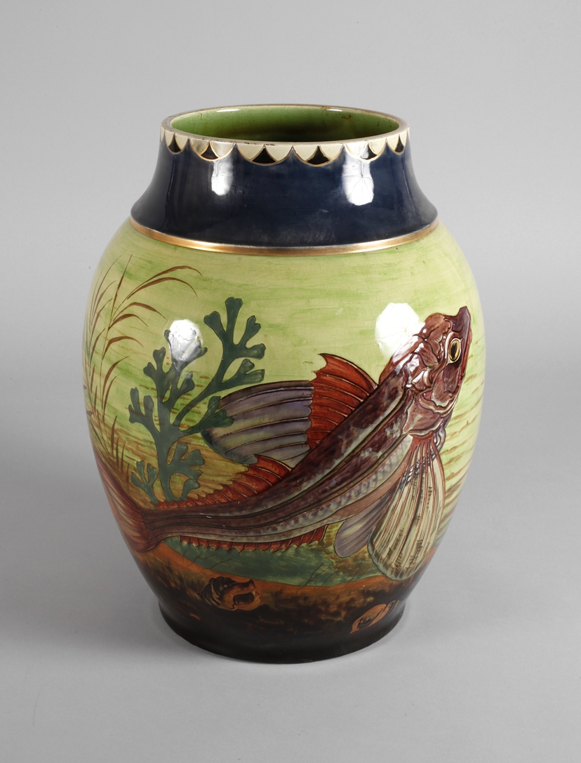 Large vase with fish decoration