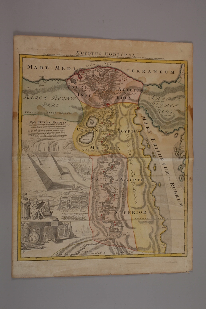 Johann Baptist Homann, copper engraved map of Egypt - Image 2 of 5