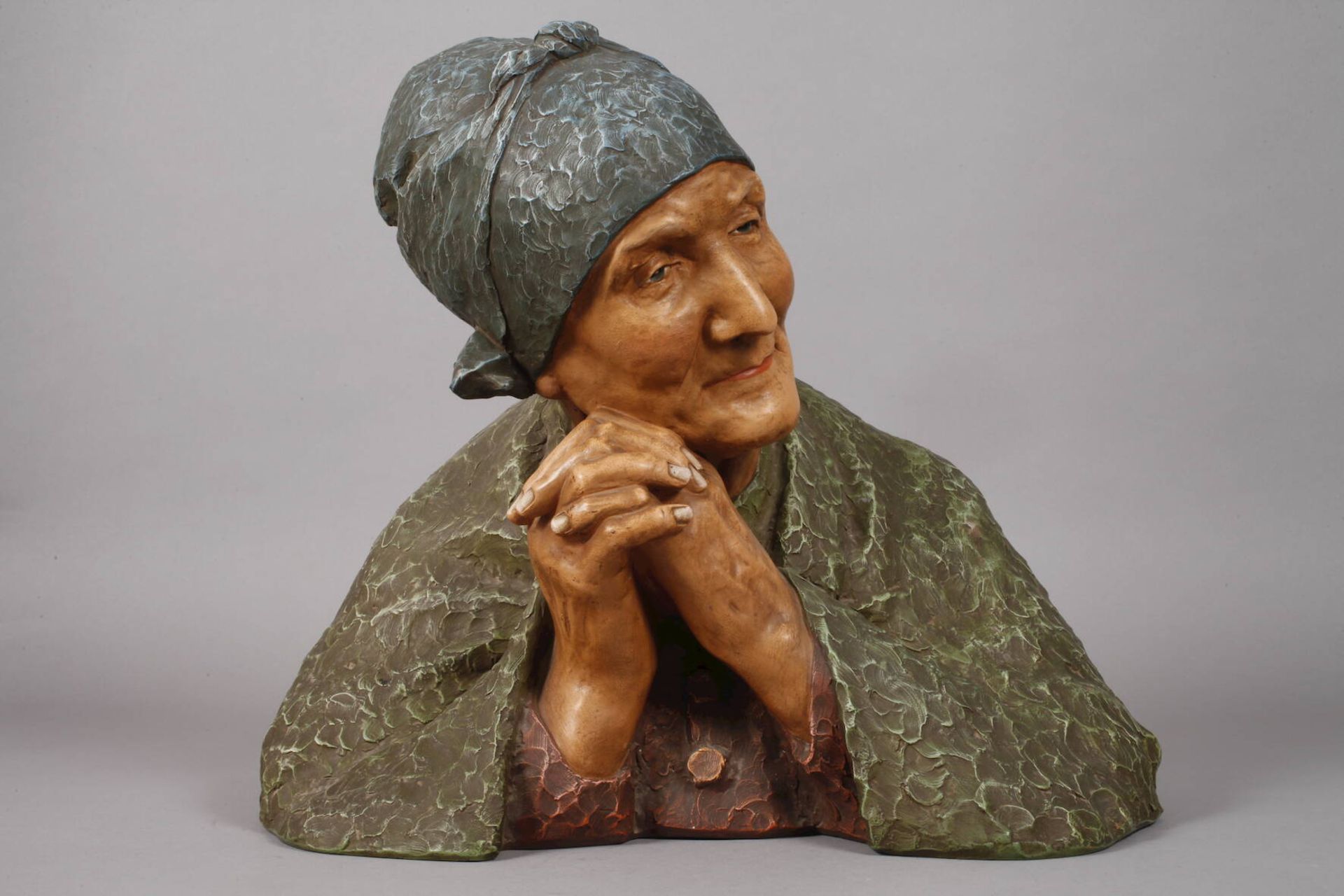 Berthe Girardet terracotta bust "The Old Woman" - Image 2 of 9