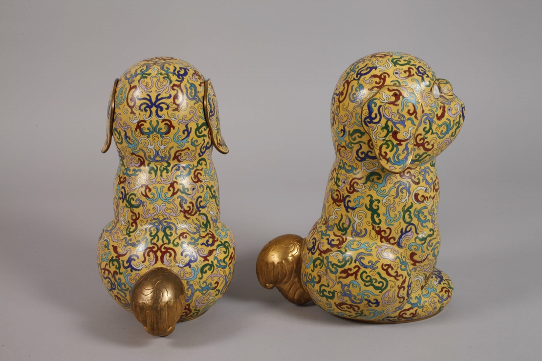 Pair of guardian lions cloisonné - Image 4 of 6