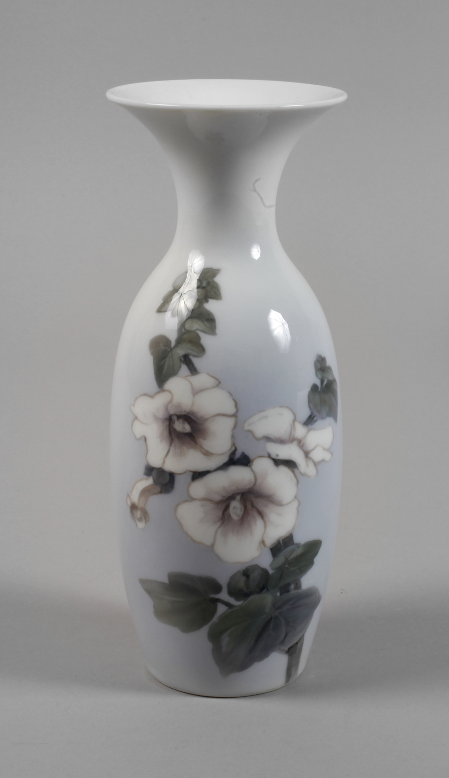 Copenhagen vase with hollyhock decoration