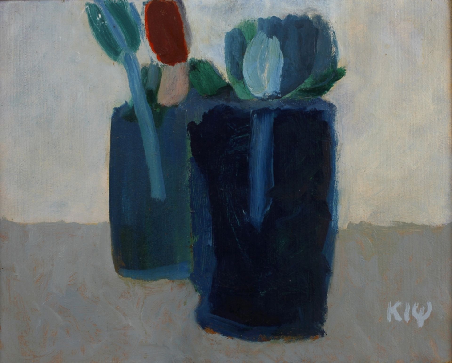 Still life with flower vases