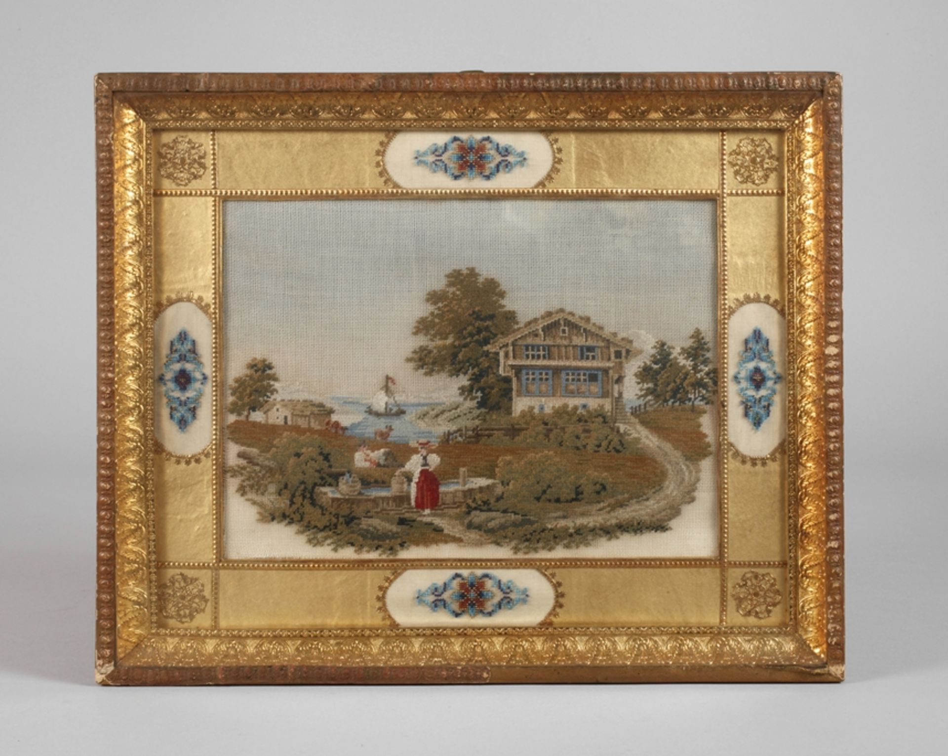 Embroidered Biedermeier picture