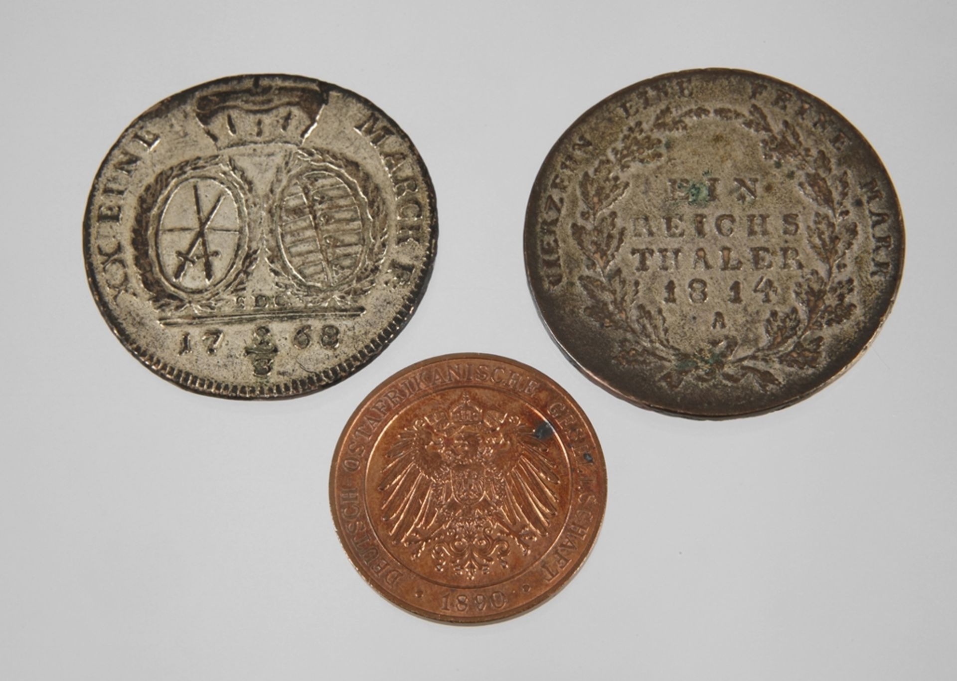 Three coins Saxony, Prussia, Africa