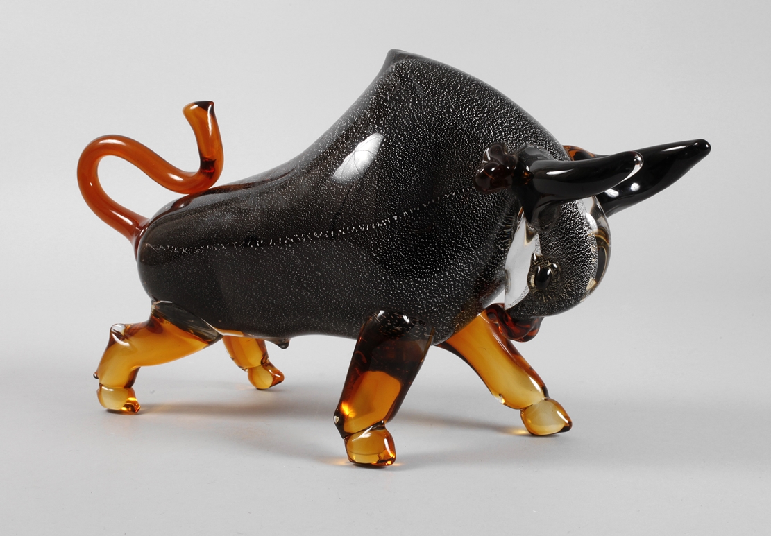 Murano large animal sculpture bull